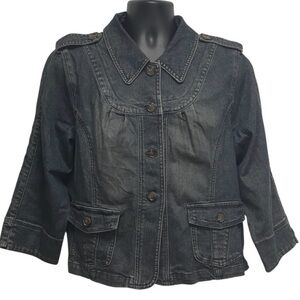 Dark Wash XL Feminine Denim Jacket 3/4 Sleeve Layering